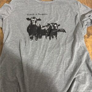 Gray T-Shirt with Cow Print